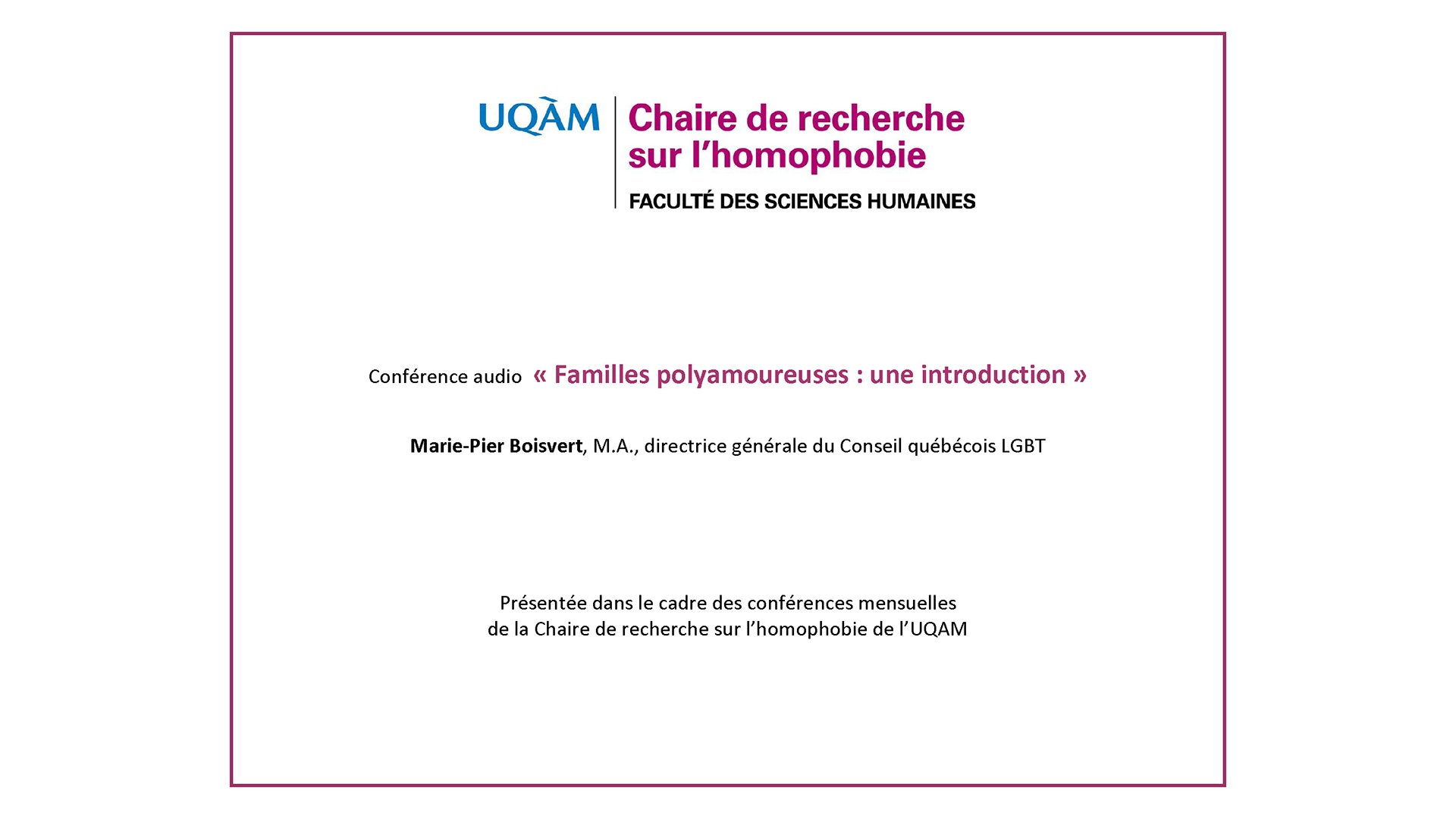Conférence: «Familles polyamoureuses: une introduction» (audio)