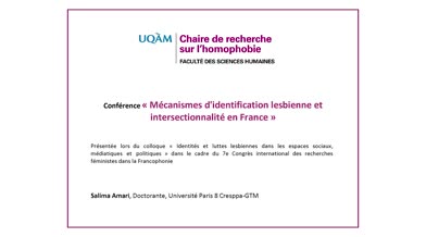Conférence: «Mécanismes d'identification lesbienne et intersectionnalité en France» (audio)