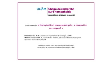 Conférence: «Homophobie et pornographie gaie: la perspective des usagers?» (audio)