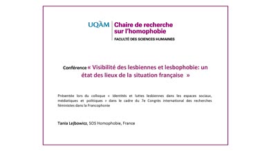 Conférence: «Visibilité des lesbiennes et lesbophobie: un état des lieux de la situation française» (audio)