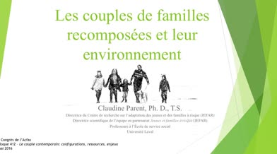 Acfas 2016: «Les couples de familles recomposées et leur environnement»