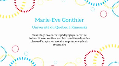 Ma thèse en 180 secondes - Marie-Ève Gonthier
