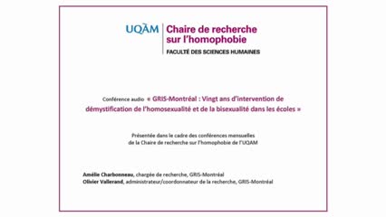 Conférence « GRIS-Montréal : Vingt ans d’intervention de démystification de l’homosexualité et de la bisexualité dans les écoles »