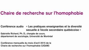 Conférence: «Les pratiques enseignantes et la diversité sexuelle à l&rsquo;école secondaire québécoise» (audio)