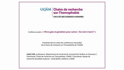 Conférence: «Pères gais et gestation pour autrui: No man’s land?» (audio)