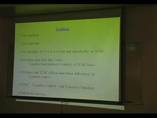 Conférence «Working Memory Capacity as a Trait and State Variable»