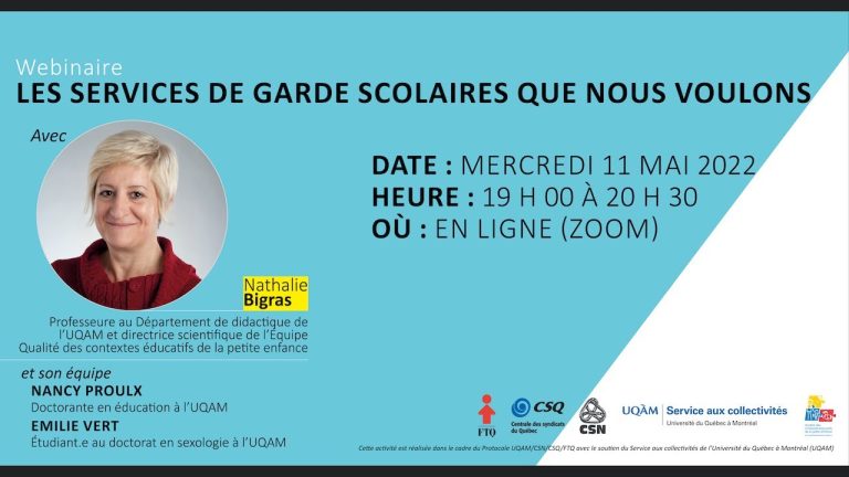 Webinaire: «Les services de garde scolaires que nous voulons»