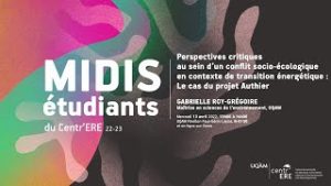 Conférence: «Perspectives critiques au sein d’un conflit socio-écologique en contexte de transition énergétique: Le cas du projet Authier»