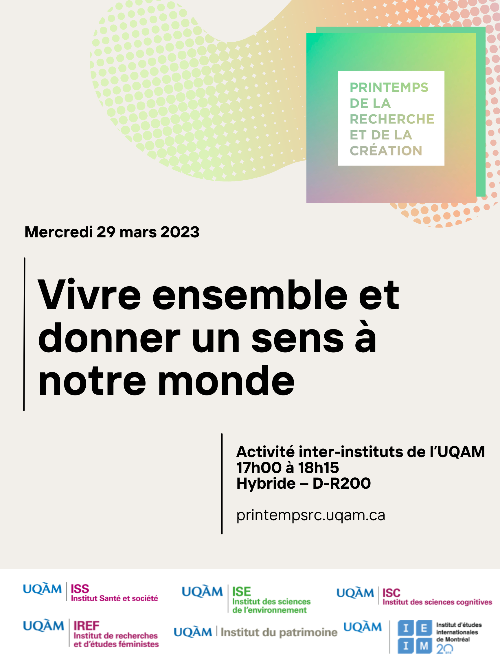 «Vivre ensemble et donner un sens à notre monde» - activité interinstituts de l'UQAM